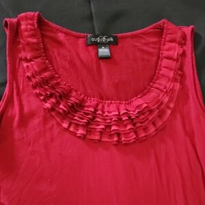 August Silk Red Ruffled Tank Top